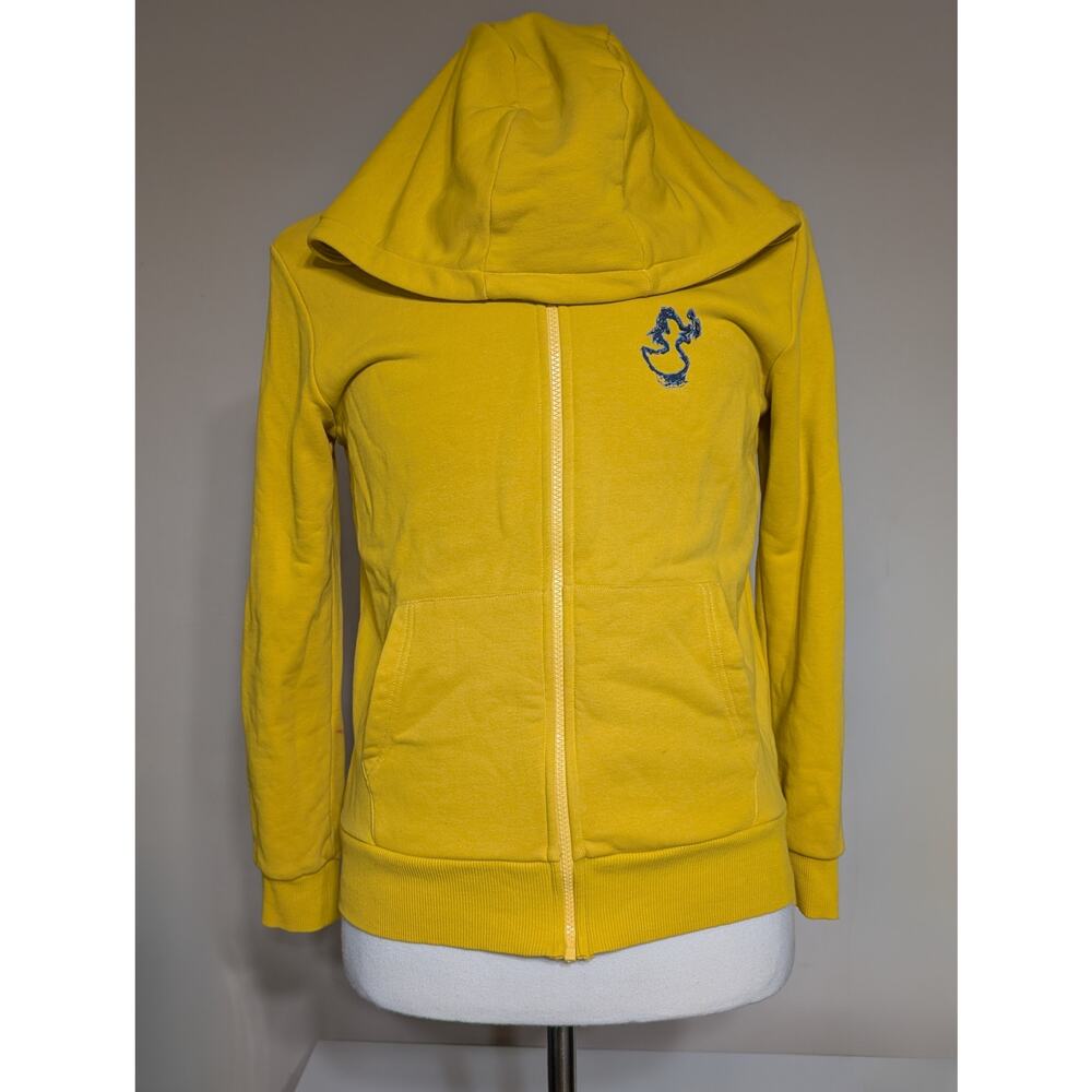 Save The Duck Logo Print Full Zipped Yellow Hoodie Jacket Girls Size 14Y USED